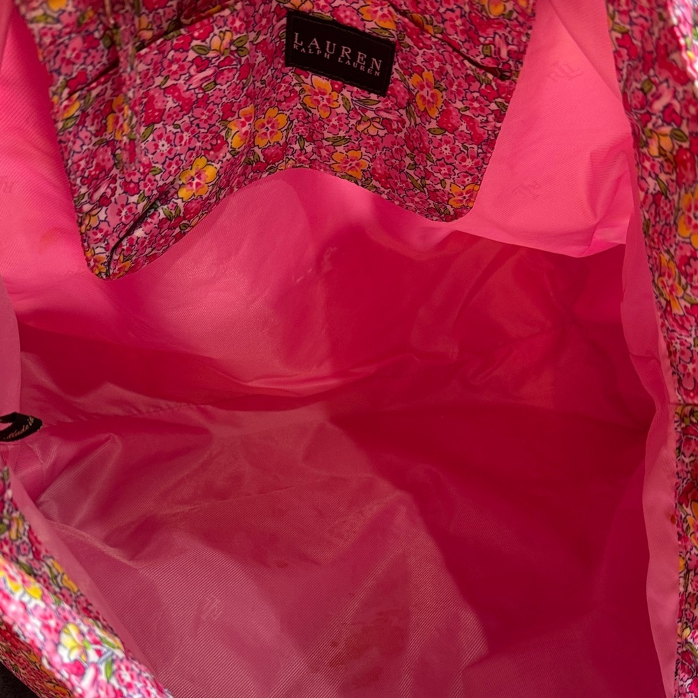 Lauren Ralph Lauren Floral Pink Tote Bag - Picture 7 of 9